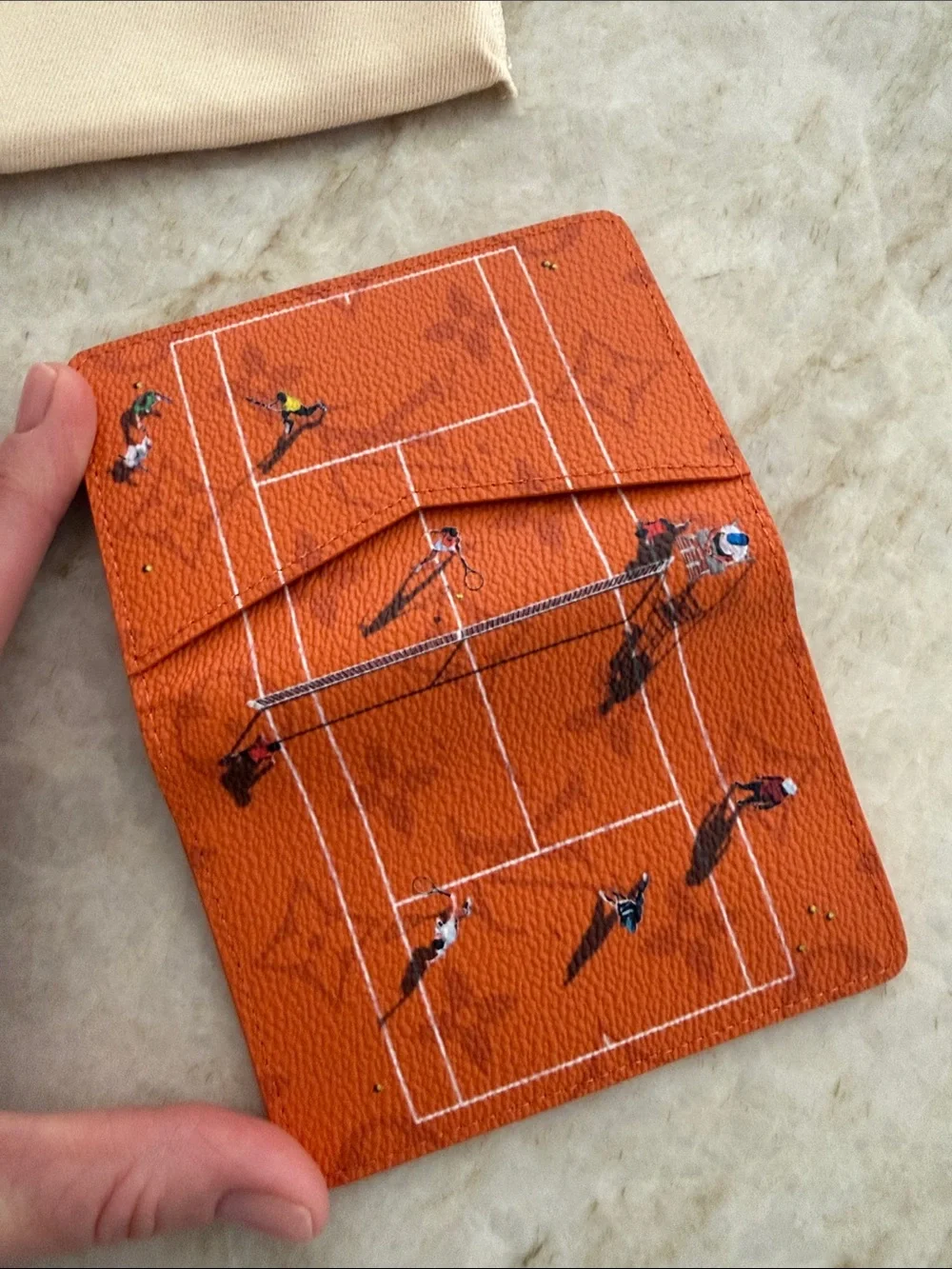 AUTHENTIC Louis Vuitton Orange Tennis Court Leather Wallet